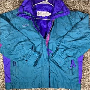 Columbia Full Zip Bugaboo 90s Retro Vintage Coat Jacket Womens M Colorblock Teal